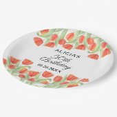 Elegante Botanische Rode Tulp 50ste Verjaardag Papieren Bordje (Gekanteld)