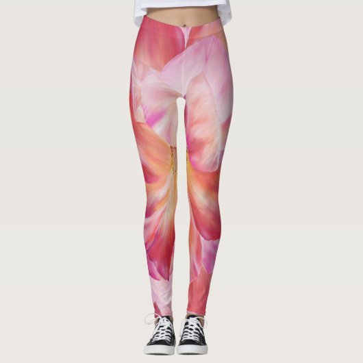 Elegante Botanische Roos Bloesem Bloesem Leggings (Voorkant)