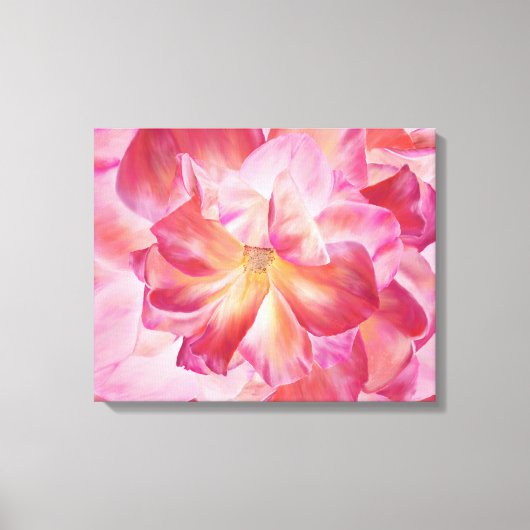 Elegante Botanische Roos Blossom Wrapped Canvas Ar Afdruk (Voorkant)
