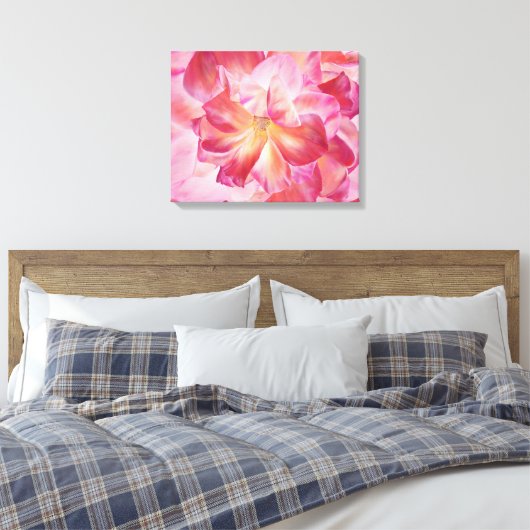 Elegante Botanische Roos Blossom Wrapped Canvas Ar Afdruk (Insitu (Slaapkamer))