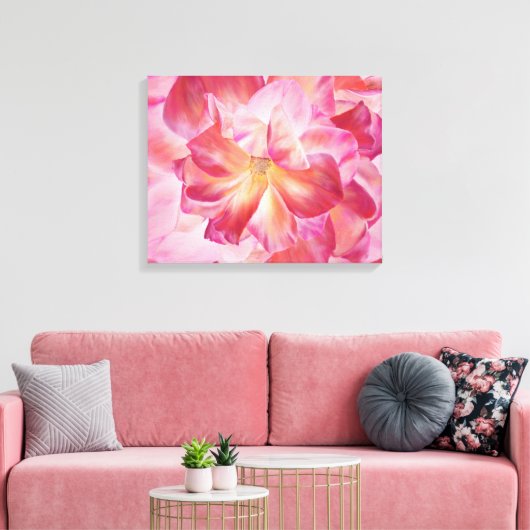 Elegante Botanische Roos Blossom Wrapped Canvas Ar Afdruk (Insitu (Woonkamer))