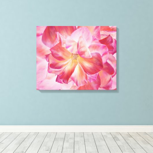 Elegante Botanische Roos Blossom Wrapped Canvas Ar Afdruk (Insitu (Houten vloer))