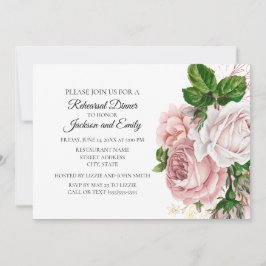 Elegante botanische roze bloem navy wit repetitie kaart