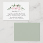 Elegante botanische roze bloemenbruiloft receptie informatiekaartje (Voorkant / Achterkant)