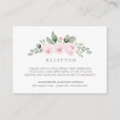 Elegante botanische roze bloemenbruiloft receptie informatiekaartje (Voorkant)