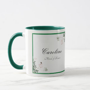 Elegante Botanische Roze Bloesem Bruidsmeisje Mok