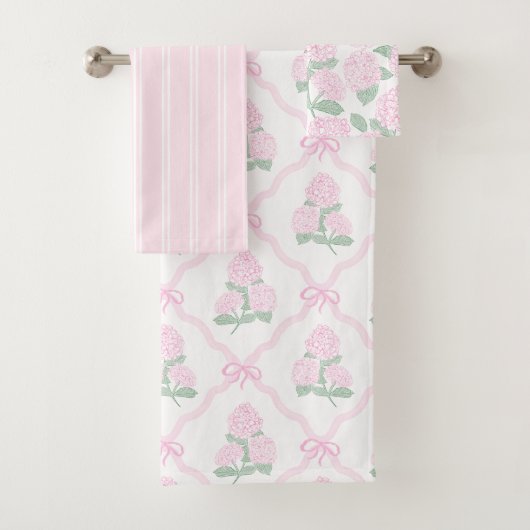 Elegante botanische roze groene Hydrangea Bad Handdoek (Insitu)