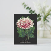 Elegante  Botanische Roze Pioen Bloem Briefkaart (Staand voorkant)