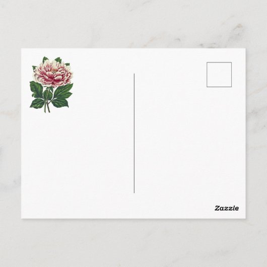 Elegante  Botanische Roze Pioen Bloem Briefkaart (Achterkant)