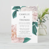 Elegante  Botanische Roze Pioen Bloemen Kaart (Staand voorkant)