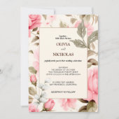 Elegante Botanische Roze Rozen Bloemen Kaart (Voorkant)