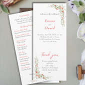 Elegante botanische roze rozen Script Bruiloft Programmakaart