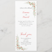 Elegante botanische roze rozen Script Bruiloft Programmakaart (Voorkant)