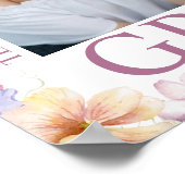 Elegante botanische roze script foto afstuderen poster (Hoek)