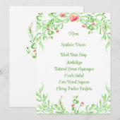 Elegante botanische roze waterverfrozen menu kaart (Voorkant / Achterkant)