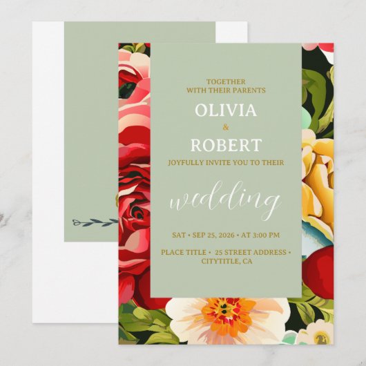 Elegante botanische rozen kaart (Voorkant / Achterkant)