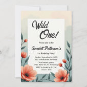 Elegante Botanische Rustieke Bloemen Wild One Birt Kaart (Voorkant)