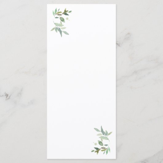 Elegante Botanische Salie Groen Eucalyptus Script Menu (Achterkant)
