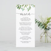 Elegante Botanische Salie Groen Eucalyptus Script Menu (Staand voorkant)