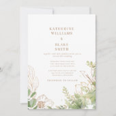 Elegante botanische samen met gouden tekst bruilof kaart (Voorkant)