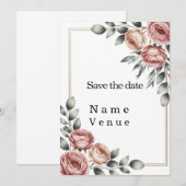 Elegante botanische save the date kaart (Voorkant / Achterkant)