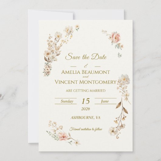 Elegante Botanische 'Save the Date'-Uitnodiging (Voorkant)