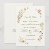 Elegante Botanische 'Save the Date'-Uitnodiging (Voorkant / Achterkant)