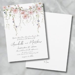 Elegante botanische simpele wilde bloemen bruiloft kaart
