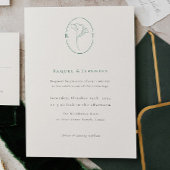 Elegante Botanische Smaragd Monogram Huwelijk Kaart
