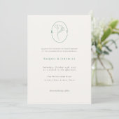 Elegante Botanische Smaragd Monogram Huwelijk Kaart (Staand voorkant)