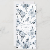 Elegante botanische stoffige blauwe bloemenbruilof (Achterkant)