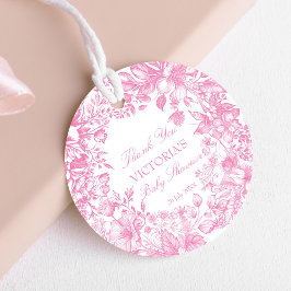 Elegante botanische stoffige roze baby shower guns bedankjes labels