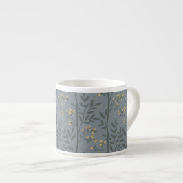 Elegante botanische streep blauwe bloemkunst espresso kop