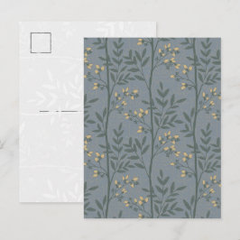 Elegante botanische streep bloemmotief blauwe kuns briefkaart