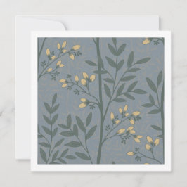Elegante botanische streep bloemmotief blauwe kuns kaart