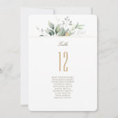 Elegante Botanische Tafelnummer Kaart Gastnamen (Voorkant)