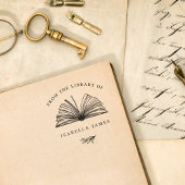 Elegante botanische tekst 'Uit de bibliotheek van' Zelfinktende Stempel