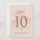 Elegante Botanische Terracotta Trouwtafel Nummer Kaart (Voorkant)