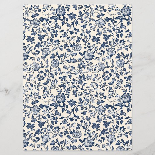 Elegante botanische thema blauw en crème boog menu (Achterkant)