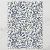 Elegante botanische thema blauw en crème menu (Achterkant)