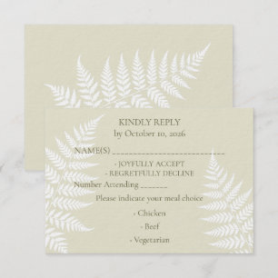 Elegante botanische trouw lichtgroene witte varen RSVP kaartje