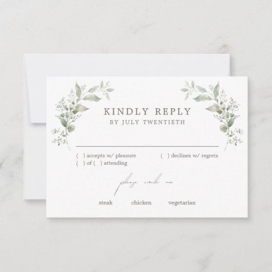 Elegante botanische trouw RSVP-reactiekaart RSVP Kaartje (Voorkant)