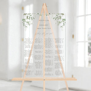 Elegante Botanische Trouwen Acryl Zitting Grafiek Bord