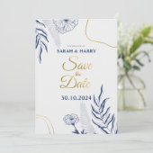Elegante Botanische Trouwkaart 'Save the Date' Kaart (Staand voorkant)