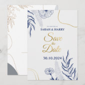 Elegante Botanische Trouwkaart 'Save the Date' Kaart (Voorkant / Achterkant)