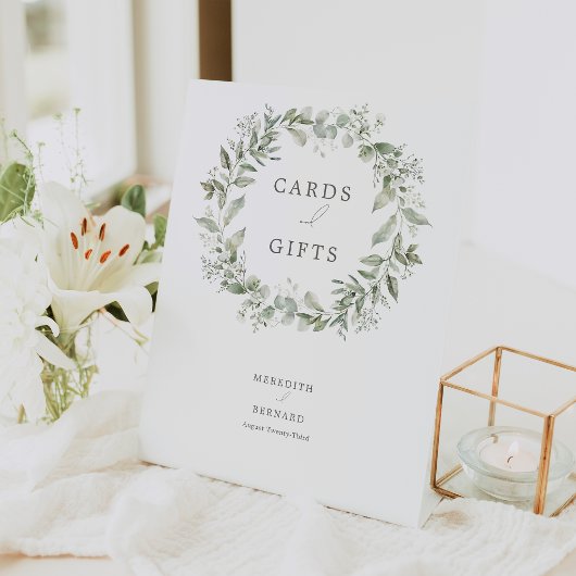 Elegante botanische trouwkaarten en geschenken reclamebord met voetstuk