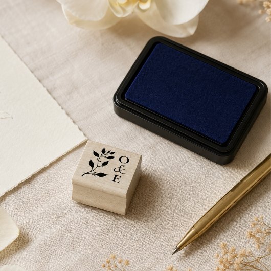 Elegante Botanische Trouwkoppel Monogram Rubberstempel