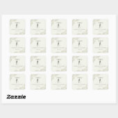 Elegante botanische trouwmonogramsticker vierkante sticker (Vel)