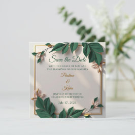 Elegante botanische trouwuitnodiging