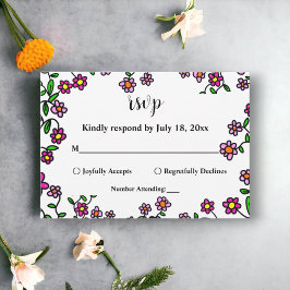 Elegante botanische tuin bloemen bloemenbruiloft RSVP kaartje
